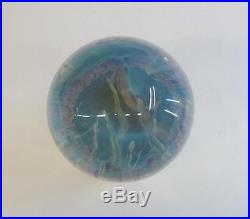 Signed Satava Blown Glass Moon Jellyfish Sculpture Paperweight 7 Blue Hues 7980