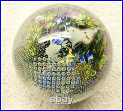 Signed Simpson Inhabited Planet Art Glass Paperweight 7.10 1990