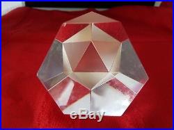 Signed Steuben Art Glass CRYSTAL Paperweight OCTRON PRISM several chips 3 x 2.5