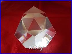 Signed Steuben Art Glass CRYSTAL Paperweight OCTRON PRISM several chips 3 x 2.5