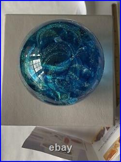 Signed Steven Correia Studio Art Glass Paperweight 2015 Pinwheel Gold Dichroic