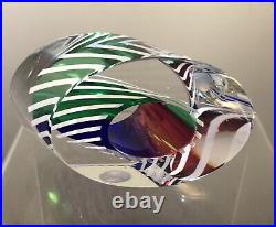 Signed Studio Art Glass Paperweight Sculpture With Labels Paul Harrie Gemstone