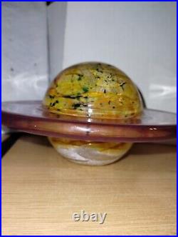 Solar System Planet Rings of Saturn Blown Art Glass Desktop Paperweight 7x4