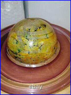 Solar System Planet Rings of Saturn Blown Art Glass Desktop Paperweight 7x4