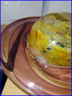 Solar System Planet Rings of Saturn Blown Art Glass Desktop Paperweight 7x4