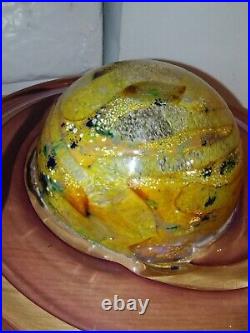 Solar System Planet Rings of Saturn Blown Art Glass Desktop Paperweight 7x4