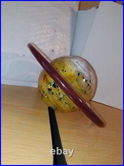 Solar System Planet Rings of Saturn Blown Art Glass Desktop Paperweight 7x4