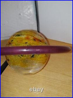 Solar System Planet Rings of Saturn Blown Art Glass Desktop Paperweight 7x4