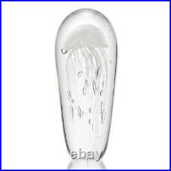Solid White Art Glass Jellyfish Glow In The Dark 12 Inch Height