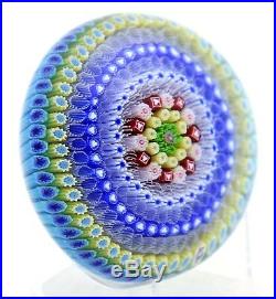 Splendid BACCARAT Concentric MILLEFIORI CANES Art Glass PAPERWEIGHT Box and COA