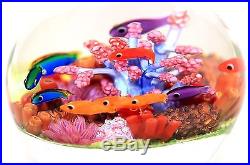 Splendid CATHY RICHARDSON Colorful FISH Coral AQUARIUM Art Glass PAPERWEIGHT AP