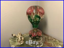 St Clair Glass Paperweight Bubble Lamp / Art Glass Table Lamp #20 pink