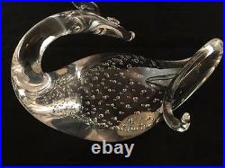 Steuben Art Crystal Dragon with Controlled Bubbles Figurine/Paperweight #8429