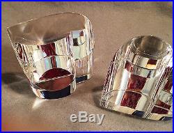 Steuben Art Glass Crystal 1979 Pair of Hearts point up point down paperweights