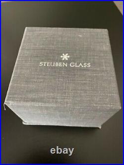 Steuben Crystal Prism Cube Paperweight in Box Art Glass AT&T Logo