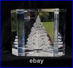 Steuben Glass Snow Pine Christmas Tree Paperweight Vintage Art Glass Signed