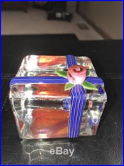 Steven Lundberg Rare OOAK Iridescent Red Heart In Crystal Box With Rose Signed