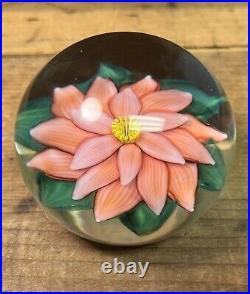 Steven Lundberg Studios Glass Flower Paperweight Signed 1985