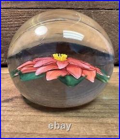 Steven Lundberg Studios Glass Flower Paperweight Signed 1985