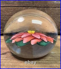 Steven Lundberg Studios Glass Flower Paperweight Signed 1985