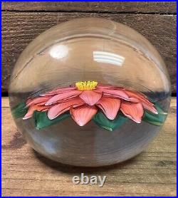 Steven Lundberg Studios Glass Flower Paperweight Signed 1985