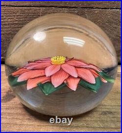 Steven Lundberg Studios Glass Flower Paperweight Signed 1985