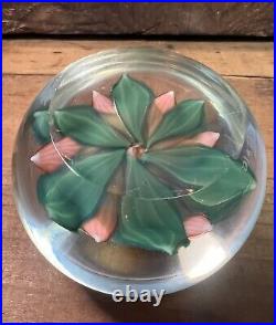 Steven Lundberg Studios Glass Flower Paperweight Signed 1985