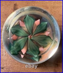 Steven Lundberg Studios Glass Flower Paperweight Signed 1985