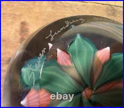 Steven Lundberg Studios Glass Flower Paperweight Signed 1985