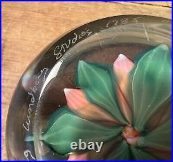 Steven Lundberg Studios Glass Flower Paperweight Signed 1985