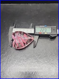 Steven Maslach Cuneo Furnace Art Glass Heart Paperweight Pink Cranberry White