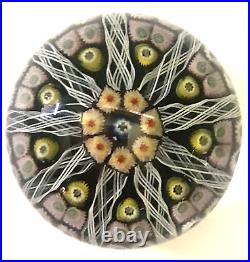 Strathearn Art Glass Millefiori 8 Radial Spoke Paperweight Scotland 2.5in