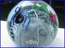 Striking CORREIA BLUE SPIDER/PINK FLORAL PAPERWEIGHT 3, Signed, Numbered, 1980
