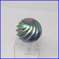 Stuart Abelman Art Glass Paperweight Iridescent Atlantis Raised Optic Swirl