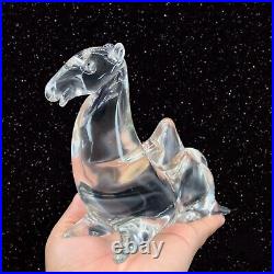 Studio Art Glass Camel Animal Clear Figurine Paperweight Signed Lawelt L 7.5W