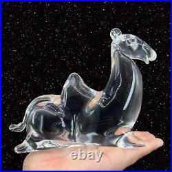 Studio Art Glass Camel Animal Clear Figurine Paperweight Signed Lawelt L 7.5W