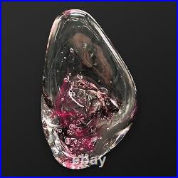 Studio Art Glass PAPERWEIGHT Abstract Bubbles Swirl Purple Pink Signed Thie 7