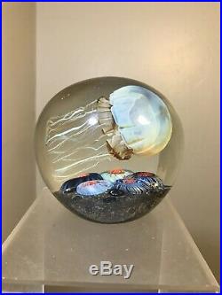 Studio Art Glass Side Swimmer Jellyfish Paperweight Rick Satava