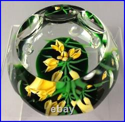 Stunning Faceted Perthshire Paperweight'Scottish Broom' Gree Ground 1985E