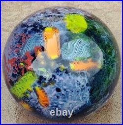 Stunning! Large Drew Ebelhare 1-92 Coral Reef/Ocean Iridescent Glass Paperweight