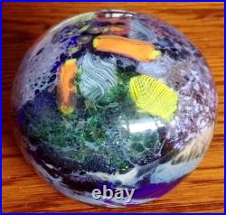 Stunning! Large Drew Ebelhare 1-92 Coral Reef/Ocean Iridescent Glass Paperweight