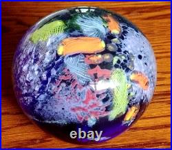 Stunning! Large Drew Ebelhare 1-92 Coral Reef/Ocean Iridescent Glass Paperweight