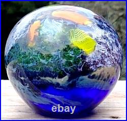 Stunning! Large Drew Ebelhare 1-92 Coral Reef/Ocean Iridescent Glass Paperweight