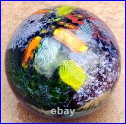 Stunning! Large Drew Ebelhare 1-92 Coral Reef/Ocean Iridescent Glass Paperweight