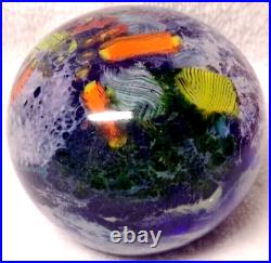 Stunning! Large Drew Ebelhare 1-92 Coral Reef/Ocean Iridescent Glass Paperweight