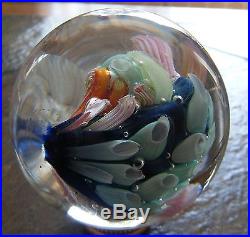 Stunning Randy Strong Art Glass Sphere Paperweight Marble Underwater Reef 1999