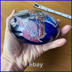 Sue Fox Abstract Colorful Bold Flowers Glass Paperweight 4 1/2 x 2 (Ebelhare)