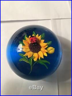 Sunflower and Lady Bug Ken Rosenfeld Paperweight outstanding signed