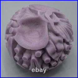 Sylvia Fama Art Glass Paperweight Mauve Orchid Carved 1986 FREE USA SHIPPING