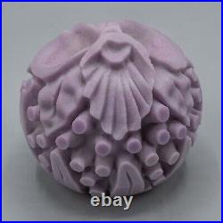 Sylvia Fama Art Glass Paperweight Mauve Orchid Carved 1986 FREE USA SHIPPING